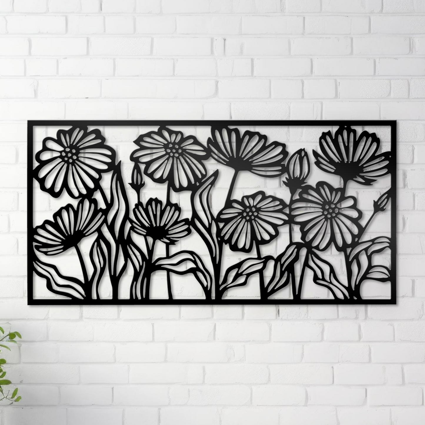 Minimalist Abstract Flower Metal Wall Art, Floral Line Wall Decor, Wild Flower Wall Art