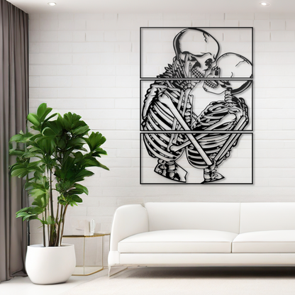 Couple Skeleton Metal Wall Art - Skeleton Lovers Wall Decor