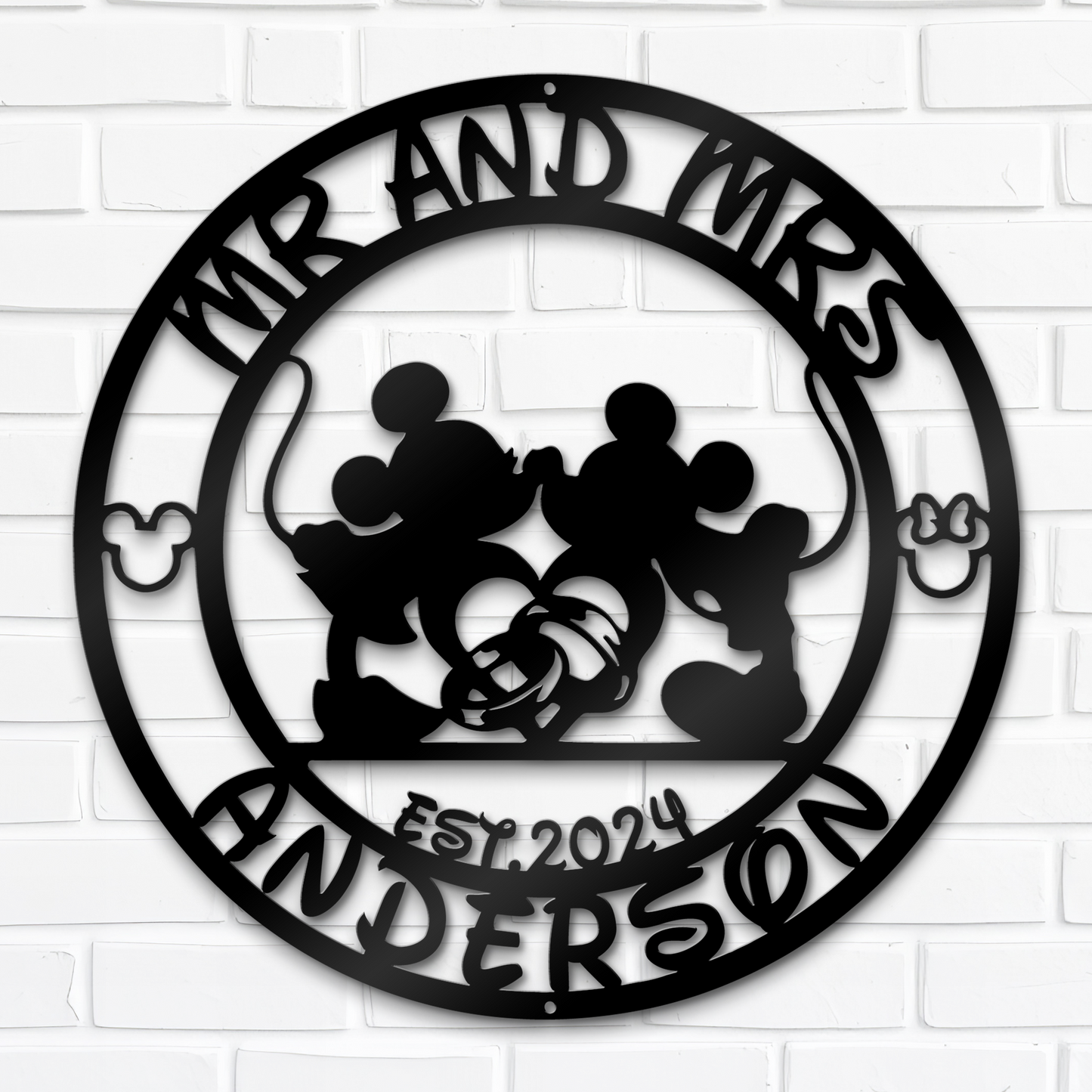 Customized Disney Metal Sign, Mr and Mrs Couple Wall Decor, Mickey Wall Sign