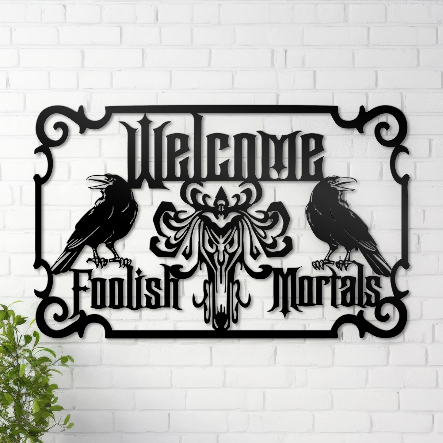 Welcome Foolish Mortals Metal Wall Art, Haunted Mansion Ghosts Entrance Decor