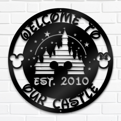 Customized Disney Metal Sign, Mickey Castle Sign Wall Decor