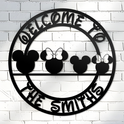 Mickey Head Welcome Metal Sign