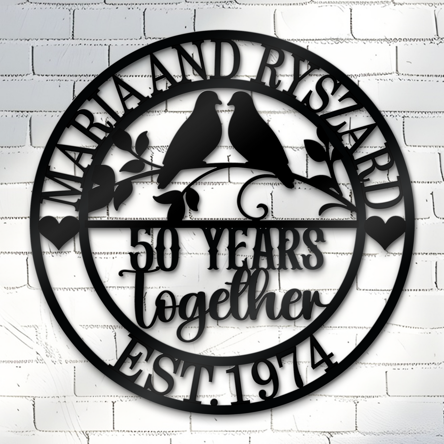 Personalized 50th Anniversary Metal Gift, Diamond Anniversary Gift, Gift For Couple