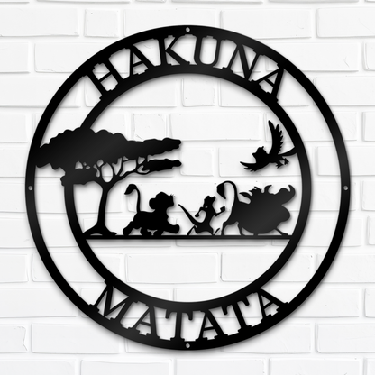 Hakuna Matata Metal Sign, Disney Metal Sign, The Lion King Theme Decor, Timon Pumba and Simba Metal Sign, Kids Room Decor, Nursery Wall Hanging Sign, Christmas Gift