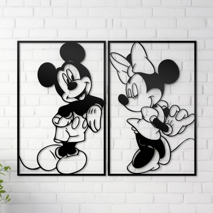 Mickey & Minnie Couple Metal Wall Art, Nursery Wall Art, Disney Wall Line Art