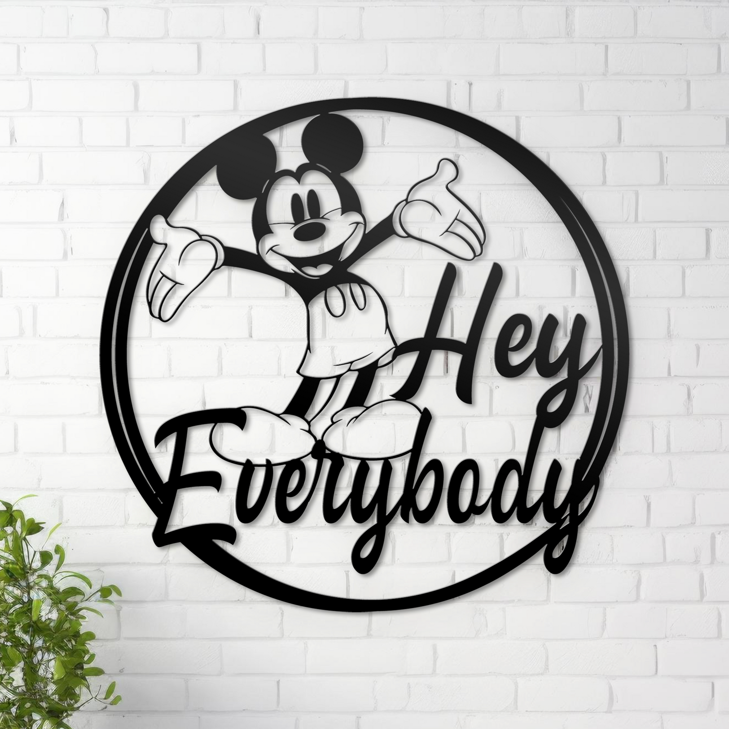 Hey Everybody Mickey Metal Wall Art, Disney Wall Decor, Gift For Kids