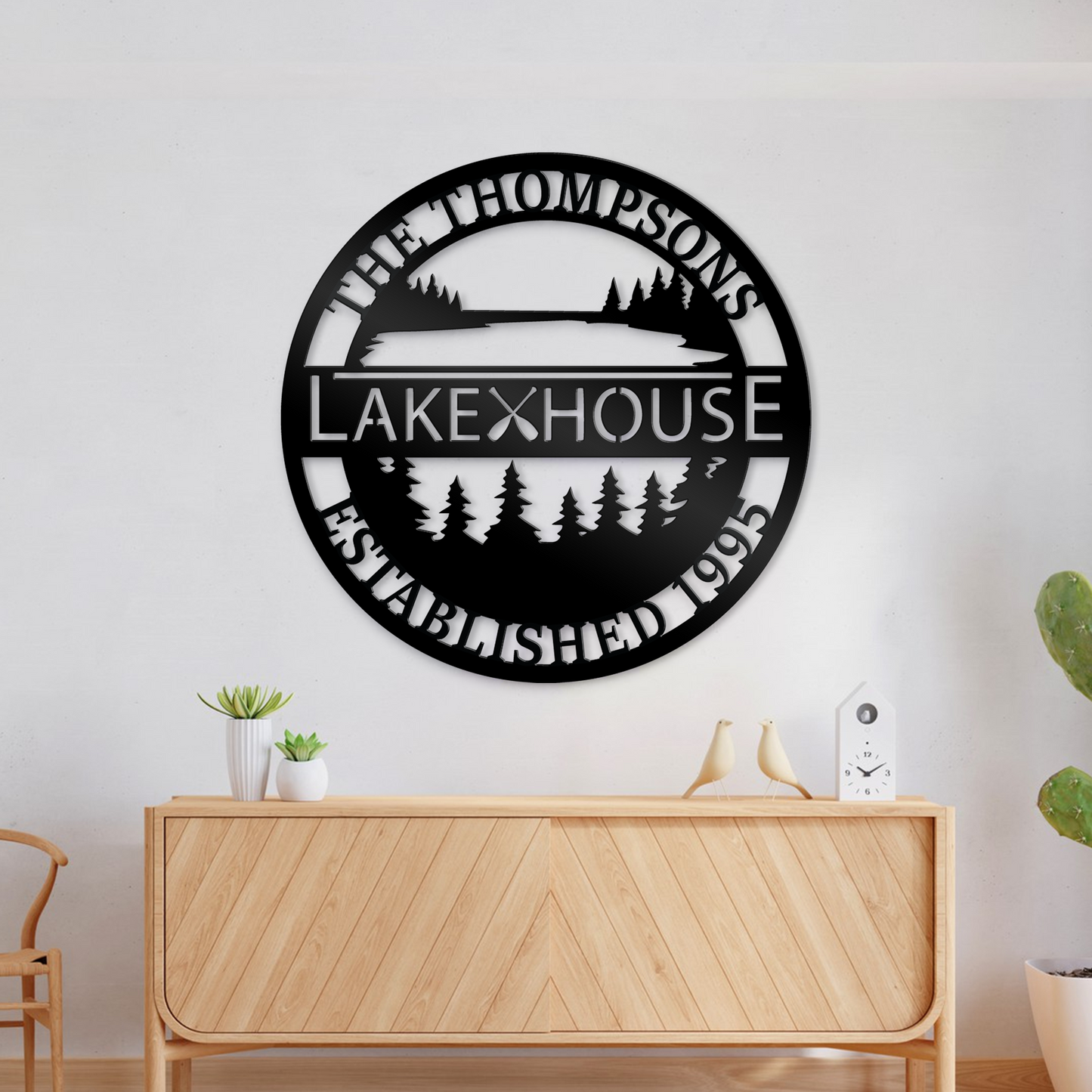 Customized Lakehouse Metal Sign, Lakehouse Wall Decor, Personalized Family Name Sign