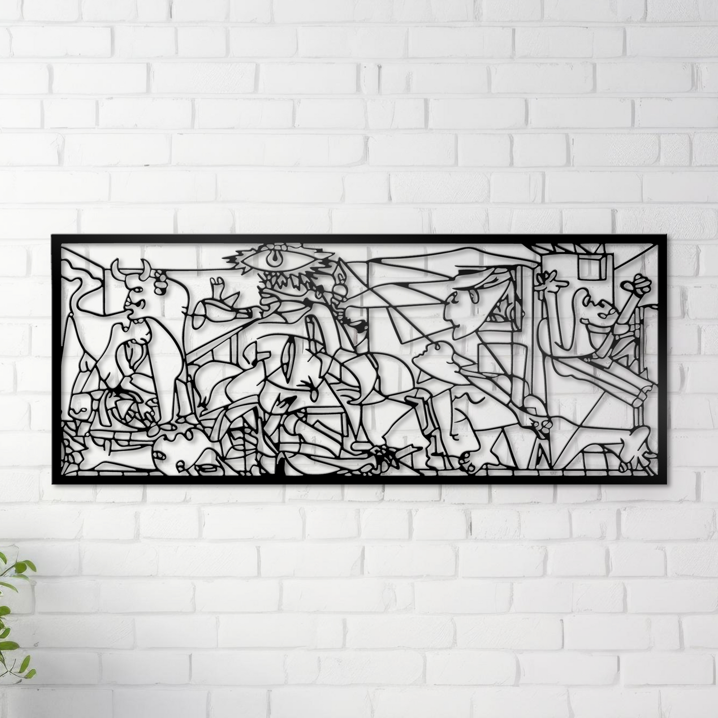 Guernica Metal Wall Art, Pablo Picasso Minimal Line Art, Living Room Decor