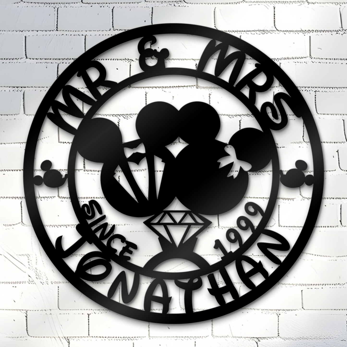 Customized Name Disney Metal Sign, Mr and Mrs Couple Wall Decor, Mickey And Minnie Sign