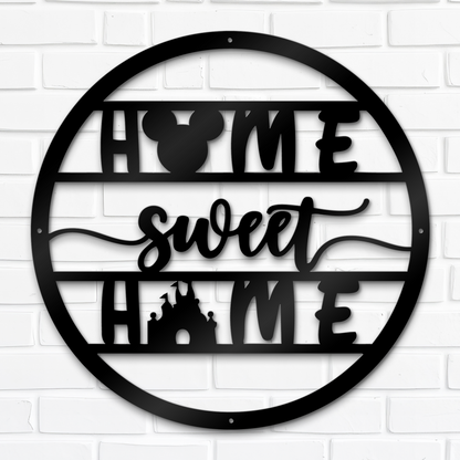 Home Sweet Home Metal Sign, Disney Metal Sign, Mickey Face And Castle Sign, Home And Wall Decor, Christmas Gifts, Housewarming Gifts