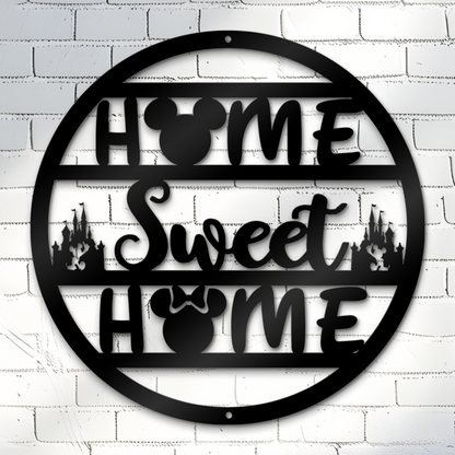 Home Sweet Home Round Metal Sign - Welcome Sign