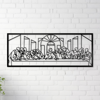 Last Supper Metal Wall Art, Jesus Abstract Line Art, Leonardo Da Vinci Metal Wall Decor