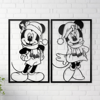 Mickey & Minnie Couple Metal Wall Art, Nursery Wall Art, Christmas Wall Decor