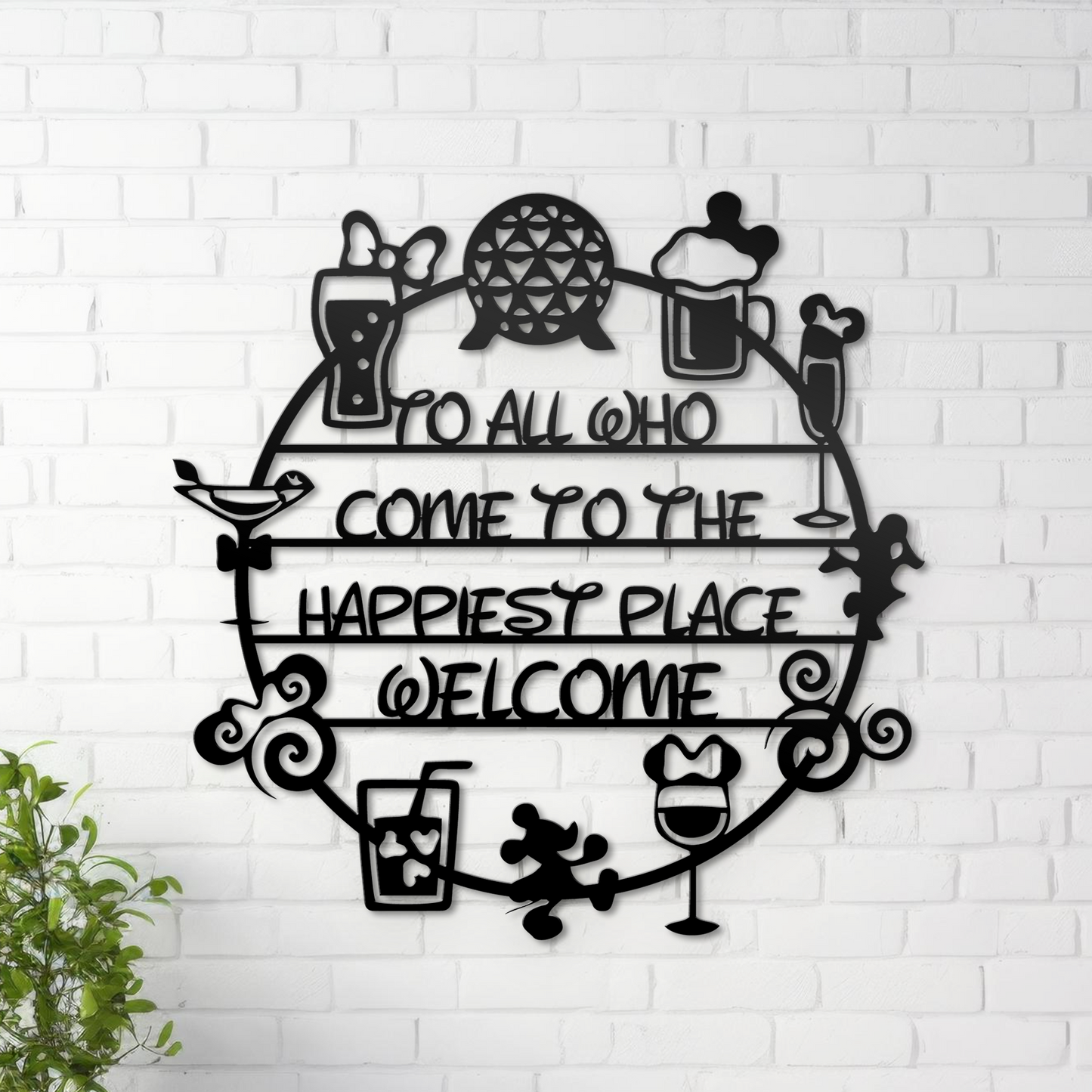 To All Who Come To The Happiest Place Welcome Metal Wall Art, Disney Home Decor