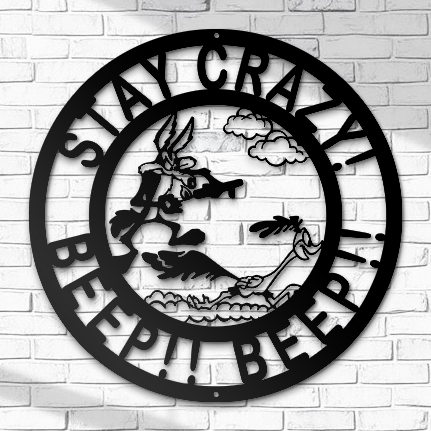 Stay Crazy Beep Beep Metal - Looney Tunes metal sign