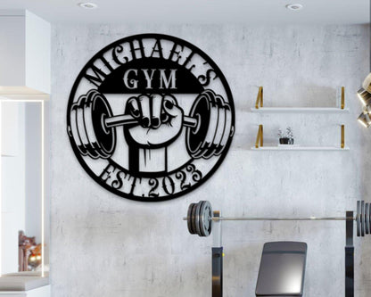 Personalized Gym Metal Sign, Outdoor Gym Dumbbell Wall Art, Fitness Training Wall Decor