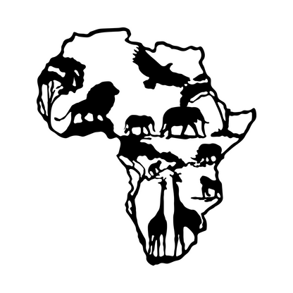 Africa Metal Wall Art Decor - Animals Black Wall Art