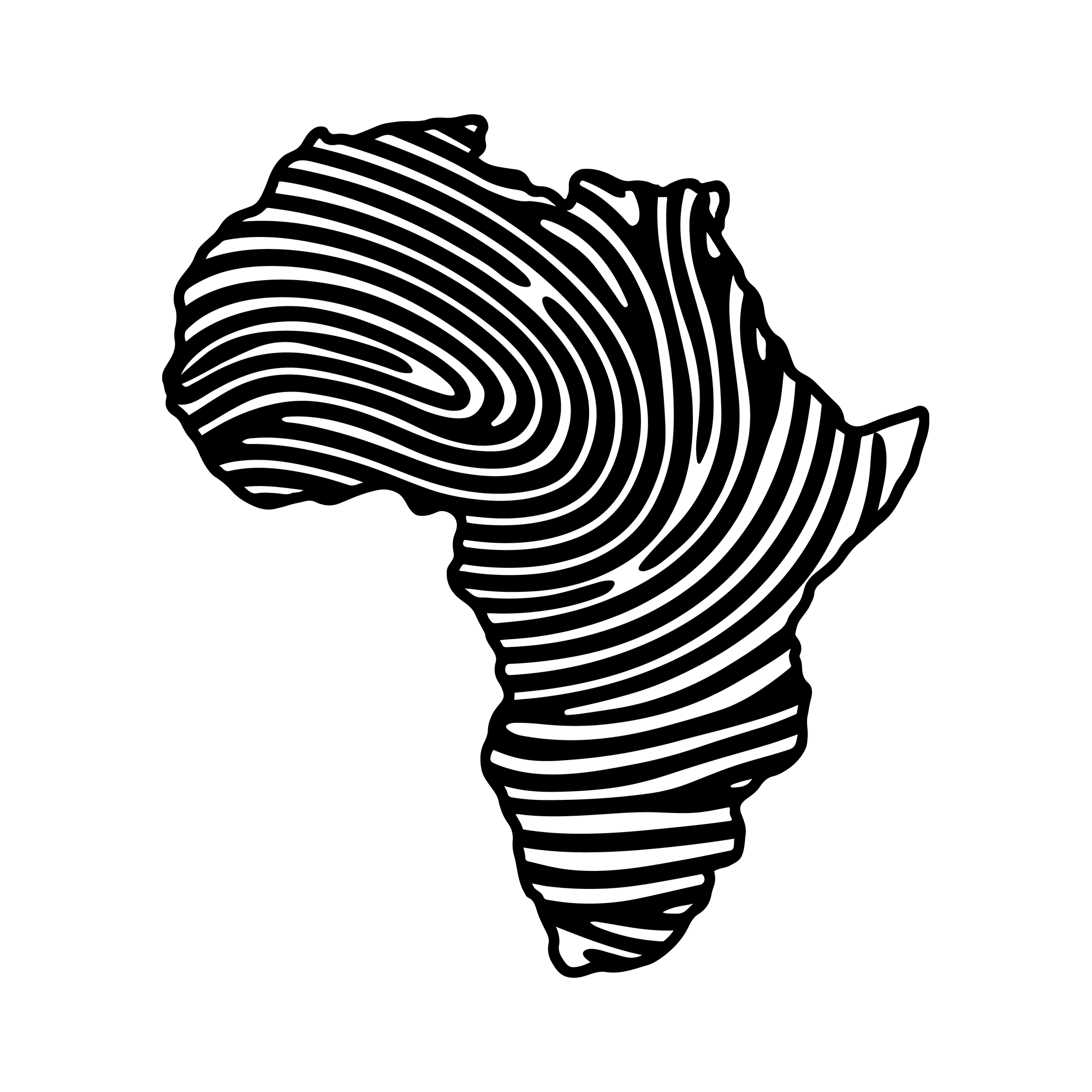 Africa Metal Wall Art - Fingerprint Metal Wall Map