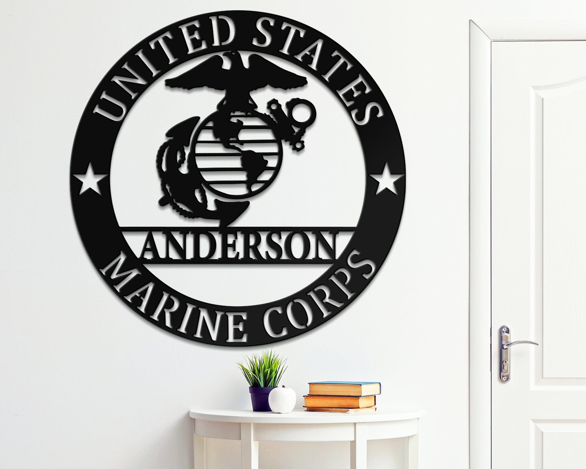 Custom USMC Sign, Personalized US Marine Corps Metal Sign, Semper Fi Wall Art