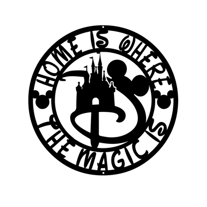 Home Is Where The Magic Is Metal Wall Art, Disney Home Wall Deocr