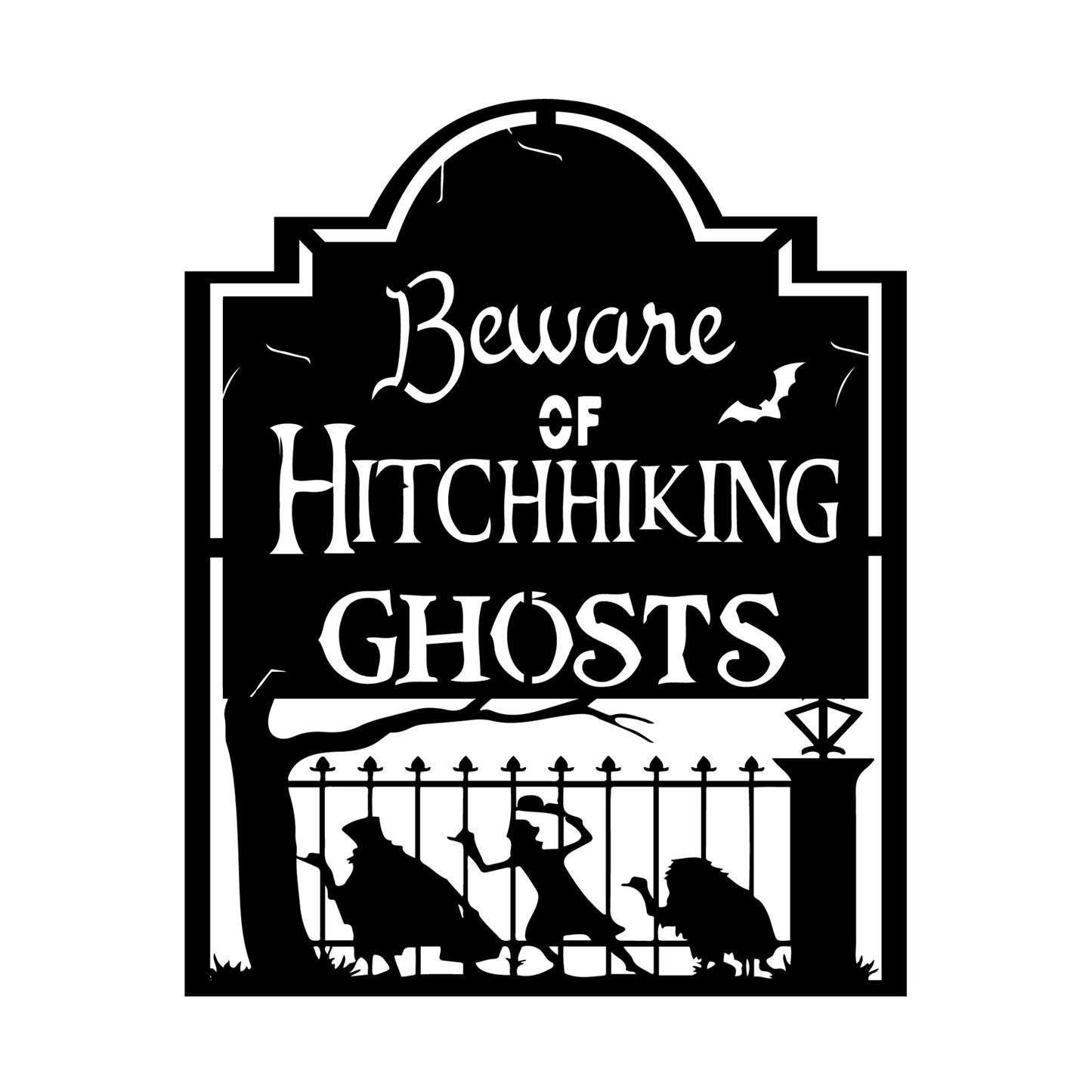 Beware Of Hitchhiking Ghosts Metal Wall Art, Haunted Mansion Ghosts Entrance Decor