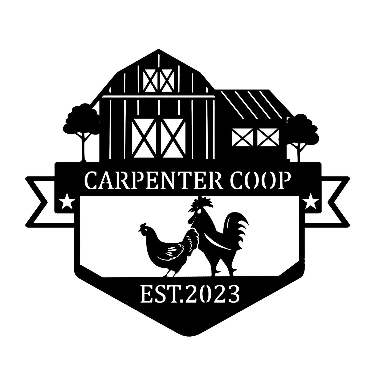 Custom Carpenter Coop Metal Sign, Chicken Farmhouse Decor