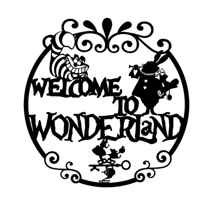 Welcome to Wonderland Metal Wall Art, Mad Hatter Tea Party Decor