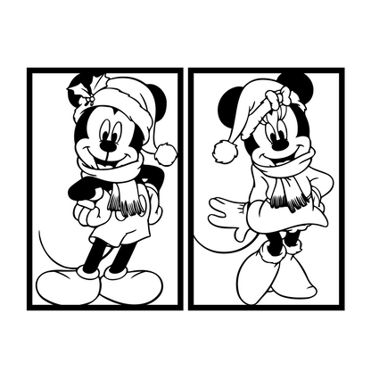 Mickey & Minnie Couple Metal Wall Art, Nursery Wall Art, Christmas Wall Decor