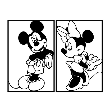 Mickey & Minnie Couple Metal Wall Art, Nursery Wall Art, Disney Wall Line Art