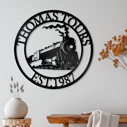 Train Metal Sign, Personalized Railroad Sign, Railroad Wall Decor