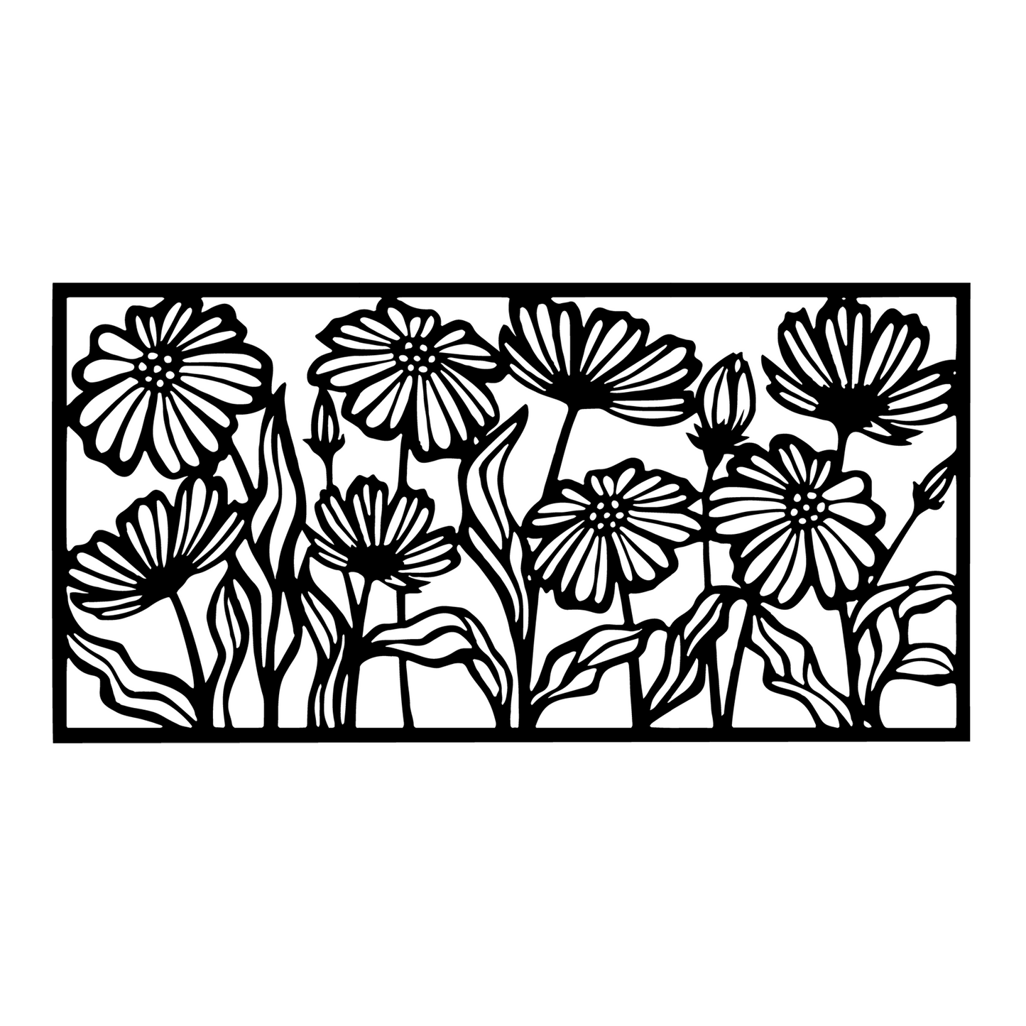 Minimalist Abstract Flower Metal Wall Art, Floral Line Wall Decor, Wild Flower Wall Art