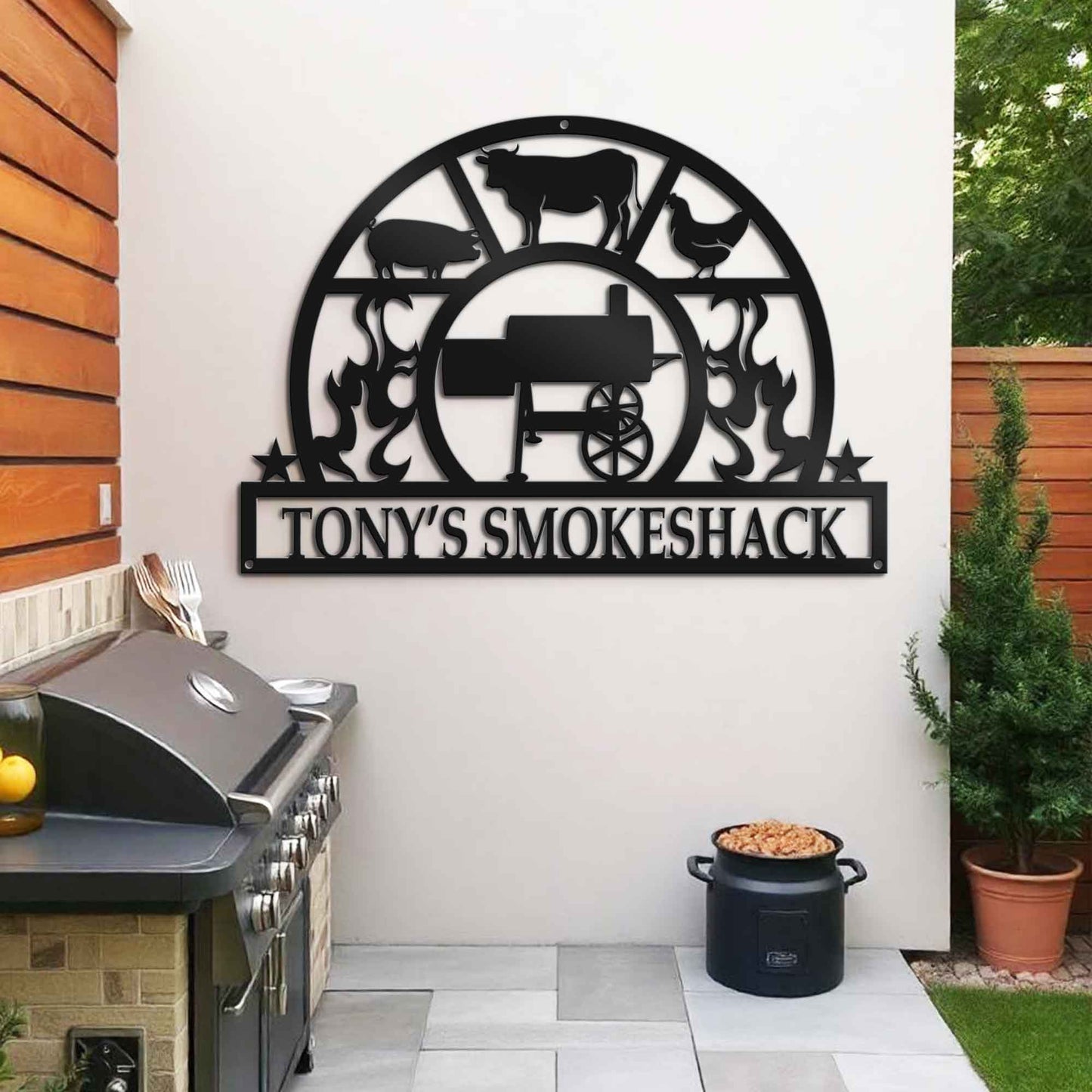 BBQ Metal Sign - Smokehouse Metal Sign - Barbecue Wall Art