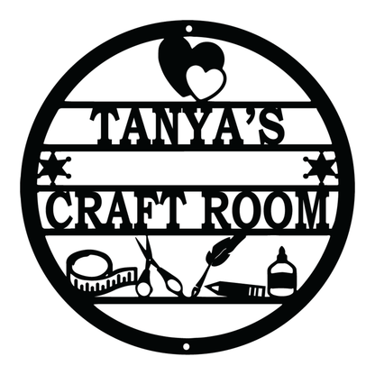 Personalized Craft Room Metal Sign, Sewing Craft Room Metal Sign