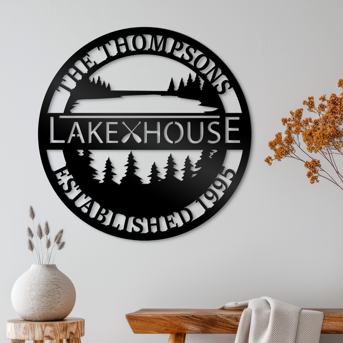 Customized Lakehouse Metal Sign, Lakehouse Wall Decor, Personalized Family Name Sign