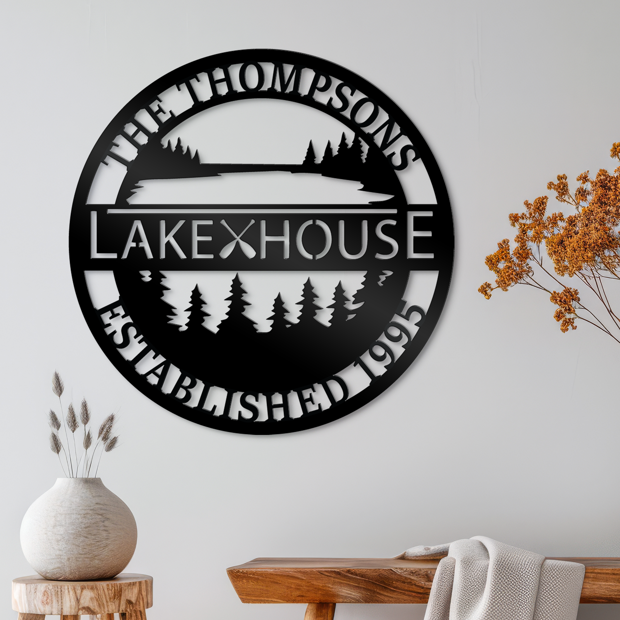 Customized Lakehouse Metal Sign, Lakehouse Wall Decor, Personalized Family Name Sign