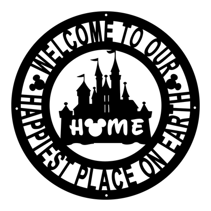 Disney Castle Welcome Metal Sign, Home and Wall Decor, Front Door Decor, Disney Quotes Metal Sign, Housewarming Gifts