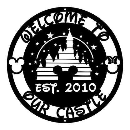 Customized Disney Metal Sign, Mickey Castle Sign Wall Decor