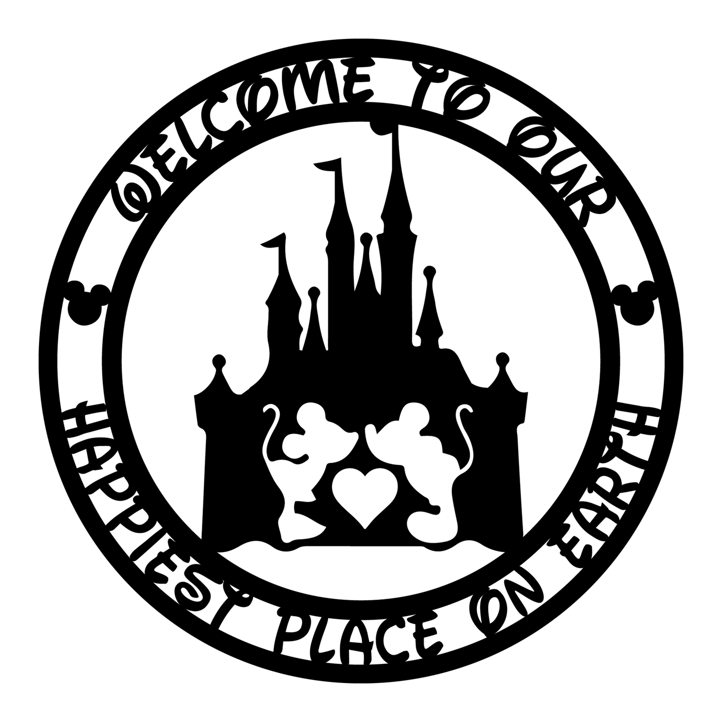 Welcome To Our Happiest Place On Earth Metal Sign, Disney Castle Metal Sign, Mickey And Minnie Metal Sign, Home and Wall Decor, Front Door Decor, Winter Decor, Housewarming Gifts, Christmas Gifts