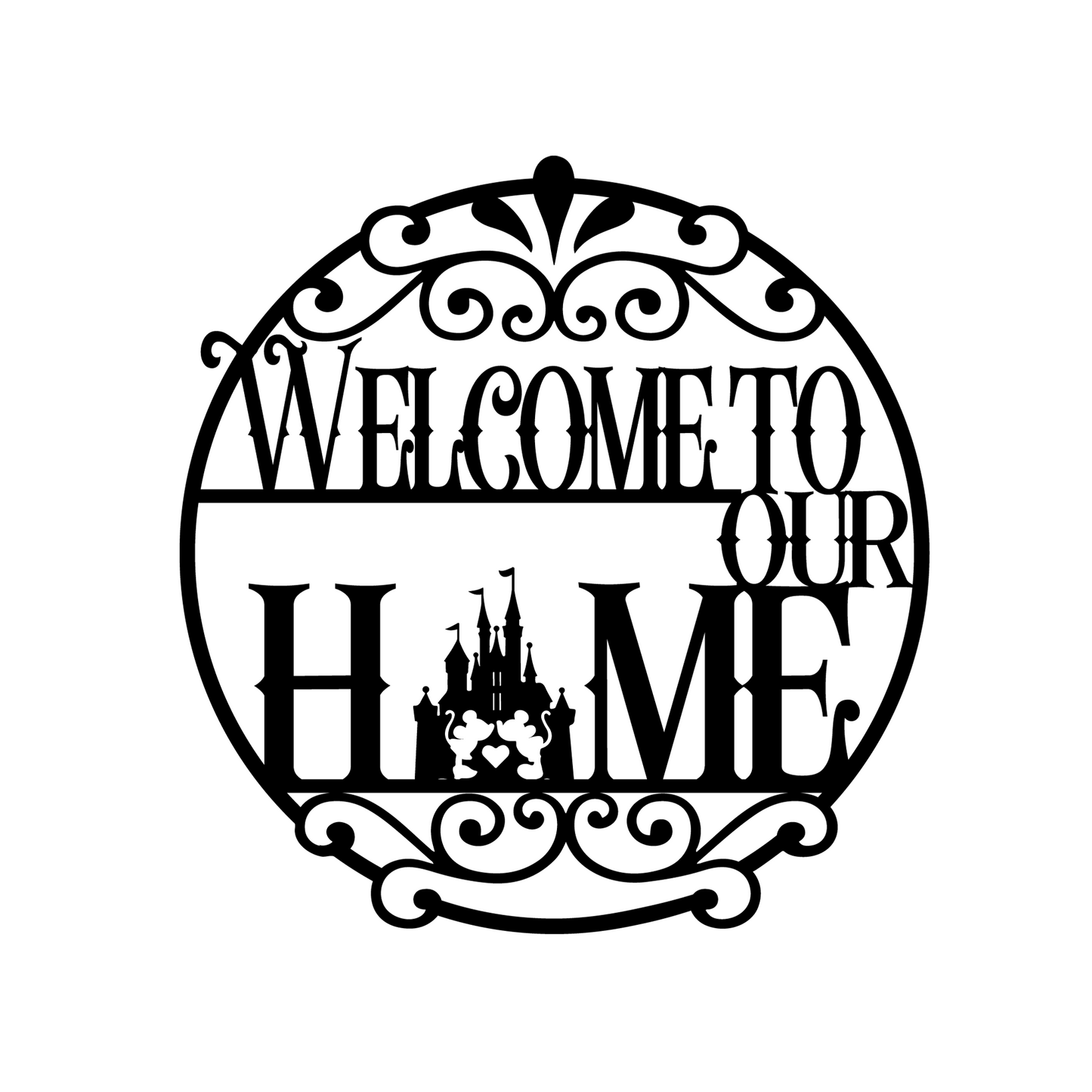 Welcome To Our Home Metal Wall Art, Mickey Castle Sign, Disney Home Decor