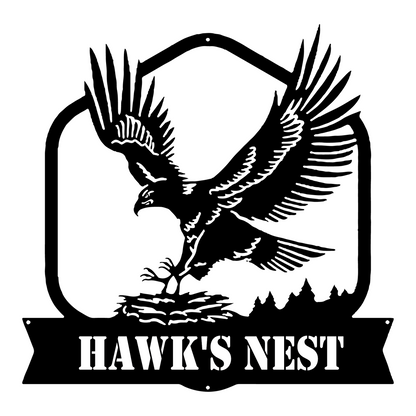 Personalized Eagle's Nest Metal Name Sign, Family Last Name Metal Sign