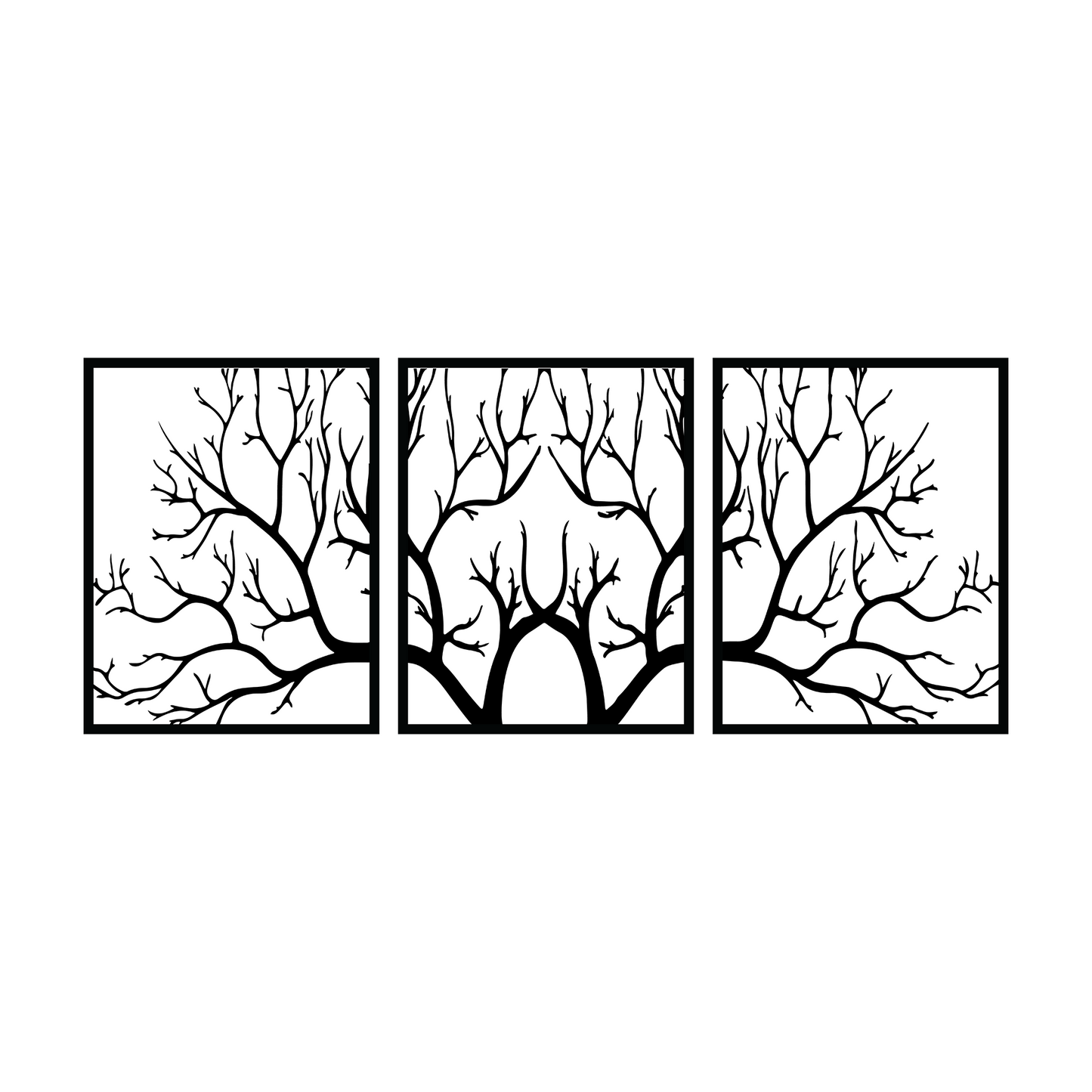 Large Metal Tree Branch Wall Art 3 Panels - Tree of Life Metal Wall Decor