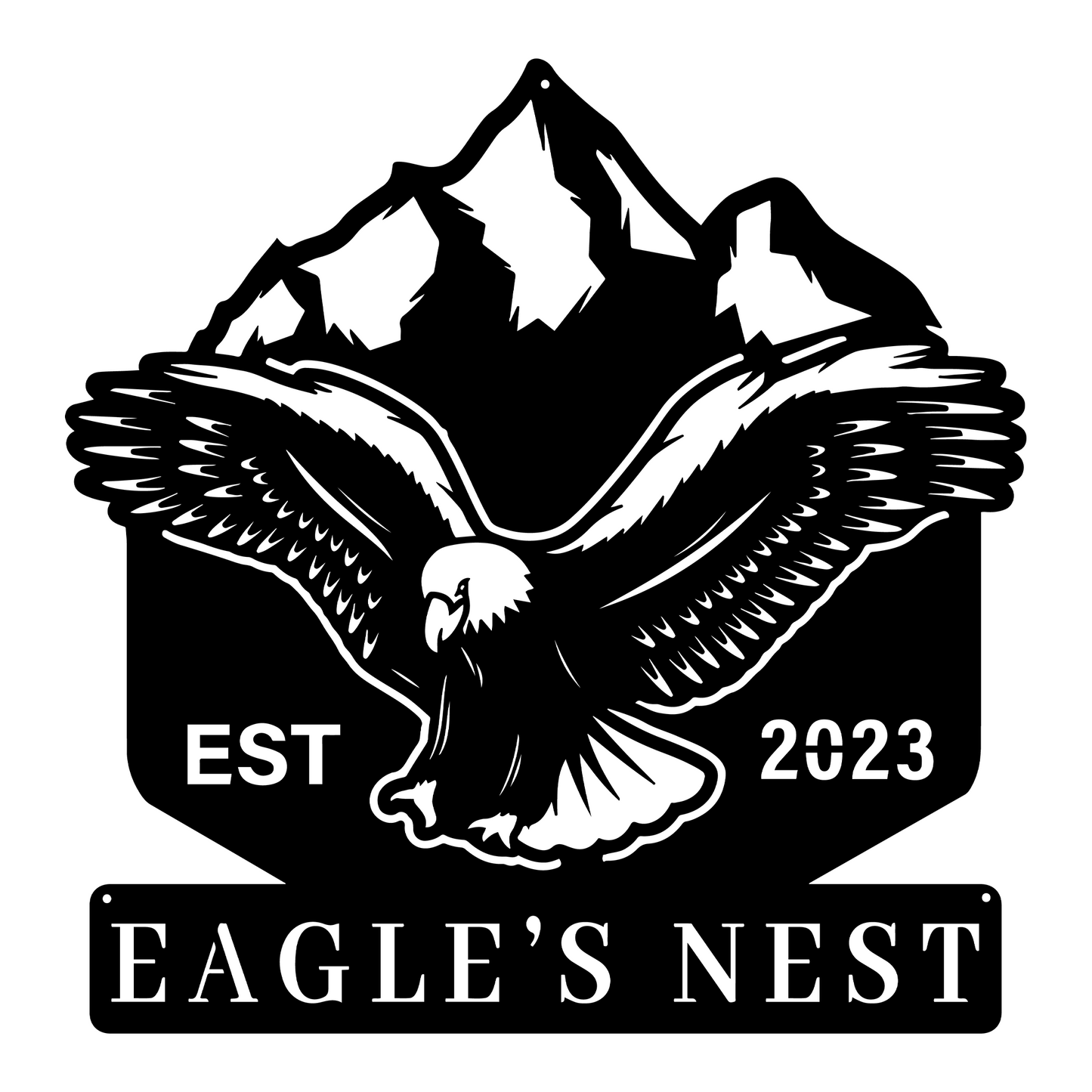 Personalized Eagle's Nest Metal Sign, Monogram Metal Sign, Metal Sign Wall Art Decor, American Eagle Wall Decor, Home Wall And Front Door Decor, Indoor And Outdoor Decor, Winter Decor, Housewarming Gifts, Christmas Gifts