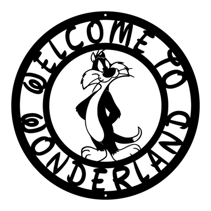 Wonderland Welcome Metal Sign