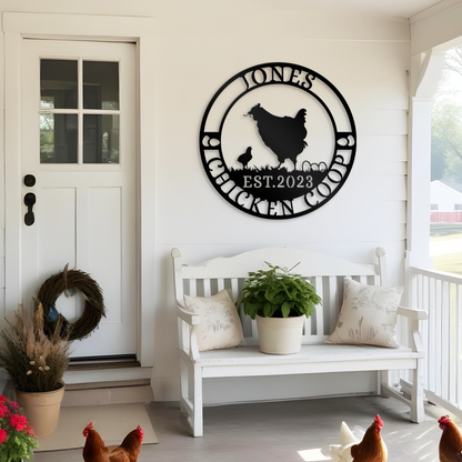 Personalized Chicken Coop Metal Sign, Chicken Farmhouse Decor