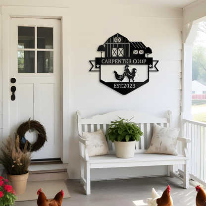 Custom Carpenter Coop Metal Sign, Chicken Farmhouse Decor