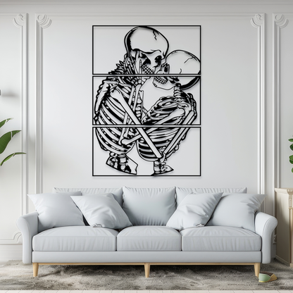 Couple Skeleton Metal Wall Art - Skeleton Lovers Wall Decor