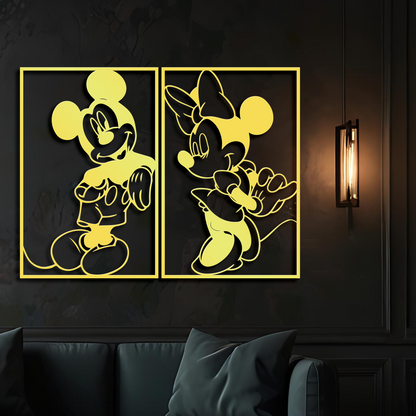 Mickey & Minnie Couple Metal Wall Art, Nursery Wall Art, Disney Wall Line Art