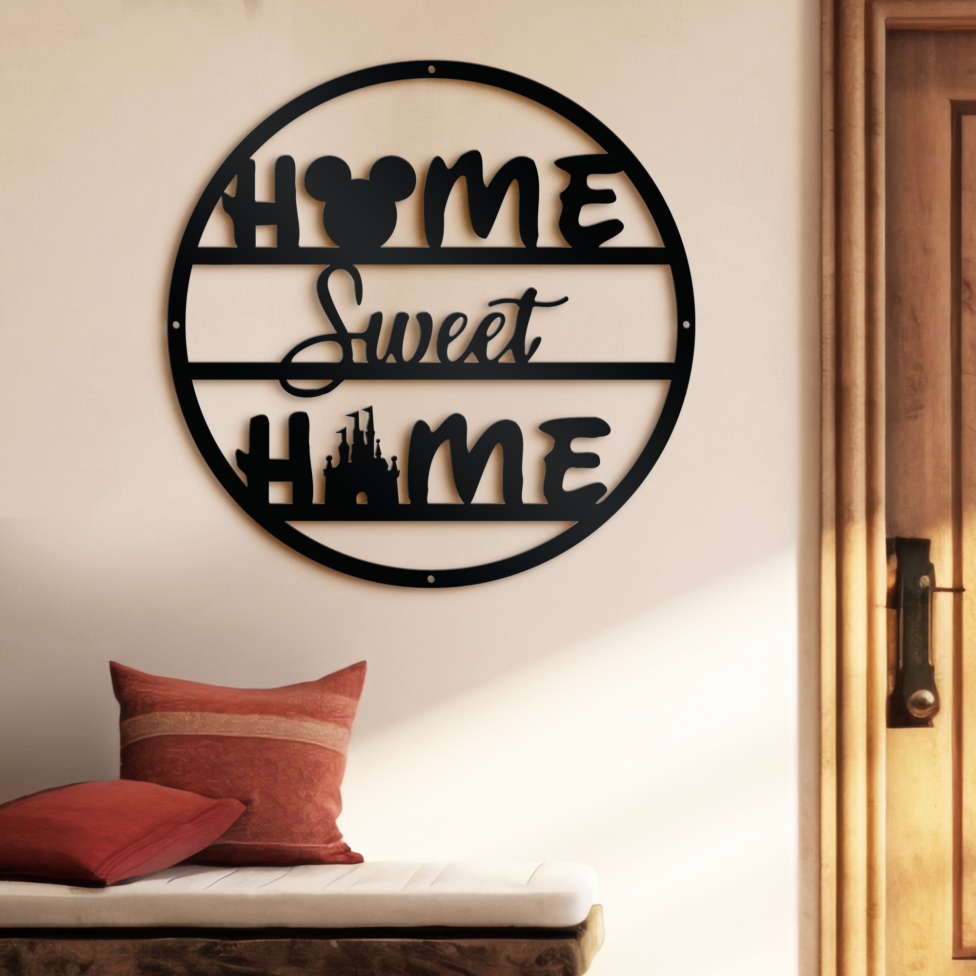 Home Sweet Home Metal Sign, Disney Metal Sign, Mickey And Castle Sign, Home And Wall Decor, Christmas Deocr, Housewarming Gifts