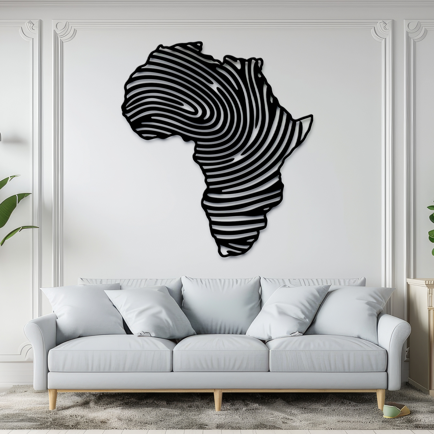 Africa Metal Wall Art - Fingerprint Metal Wall Map