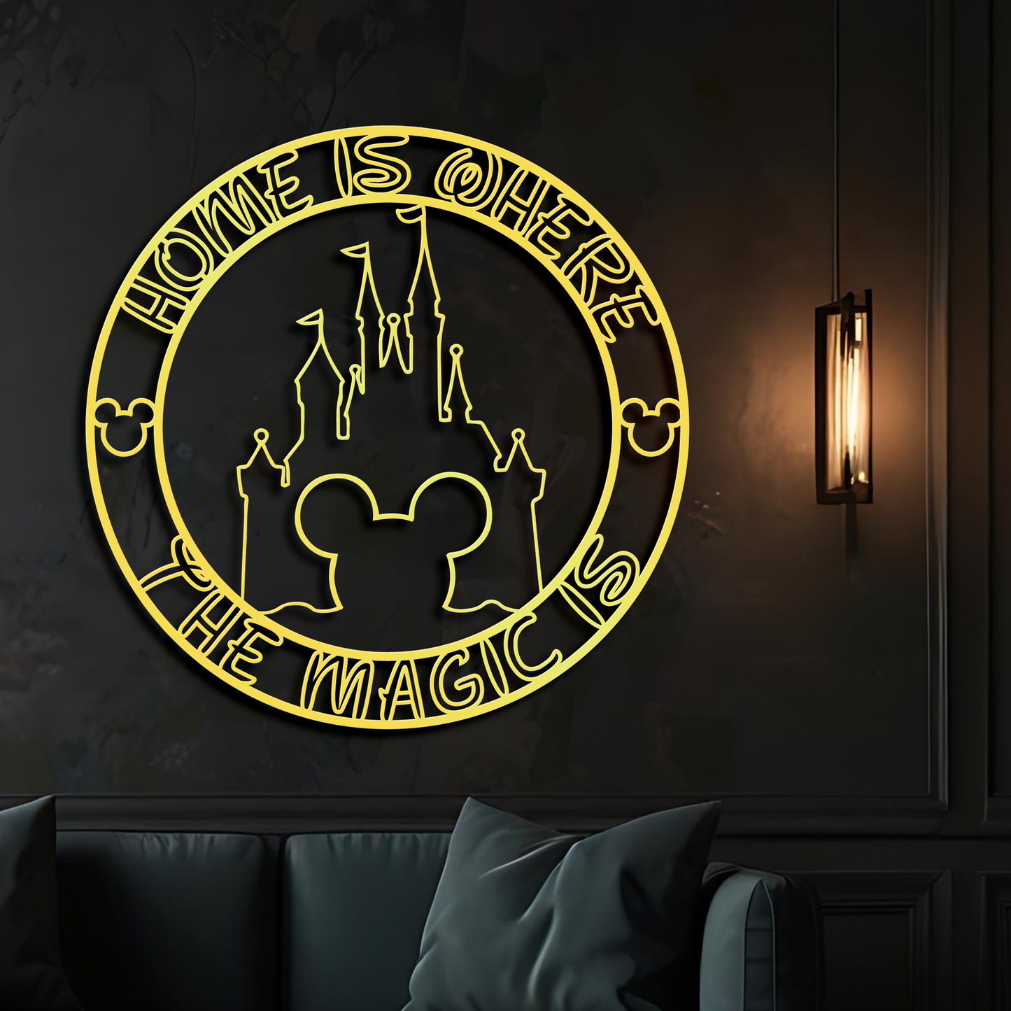 Home Is Where The Magic Is Metal Wall Art, Disney Home Wall Deocr, Mickey Castle Sign